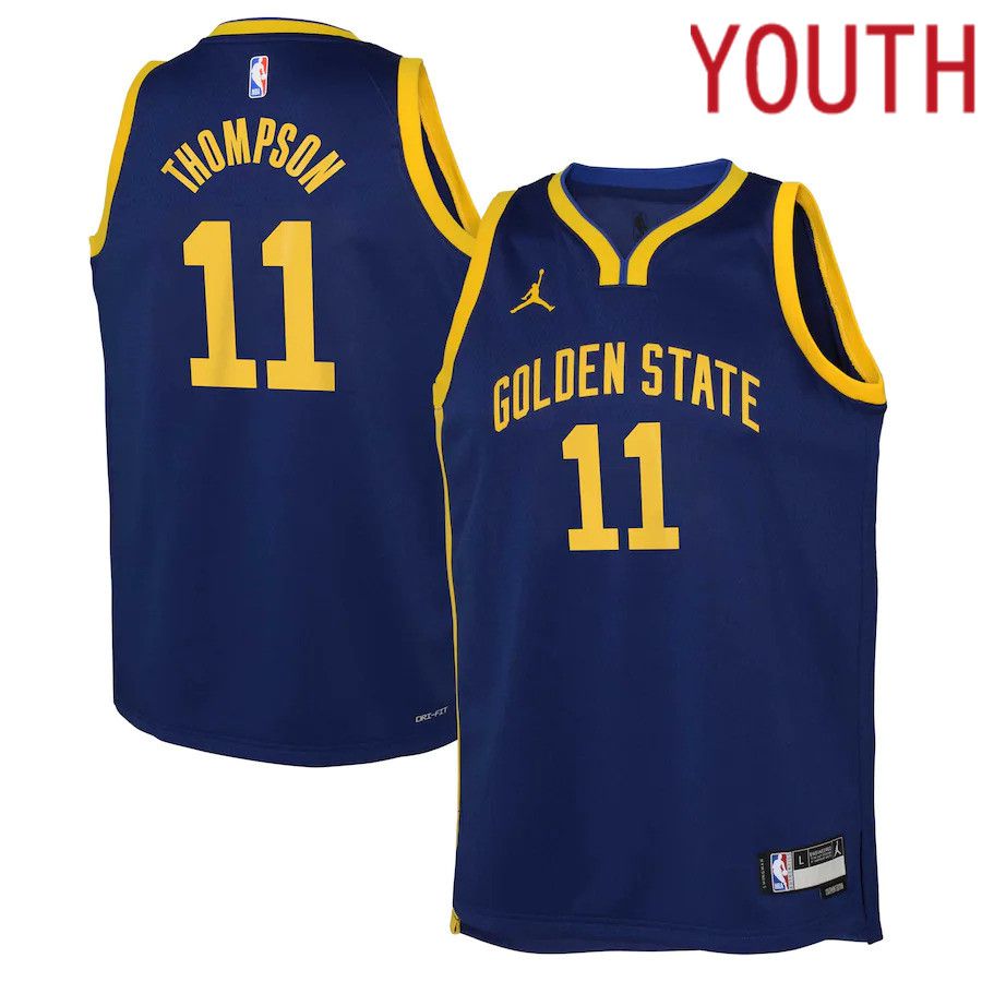 Youth Golden State Warriors #11 Klay Thompson Jordan Brand Blue 2022-23 Swingman NBA Jersey->youth nba jersey->Youth Jersey